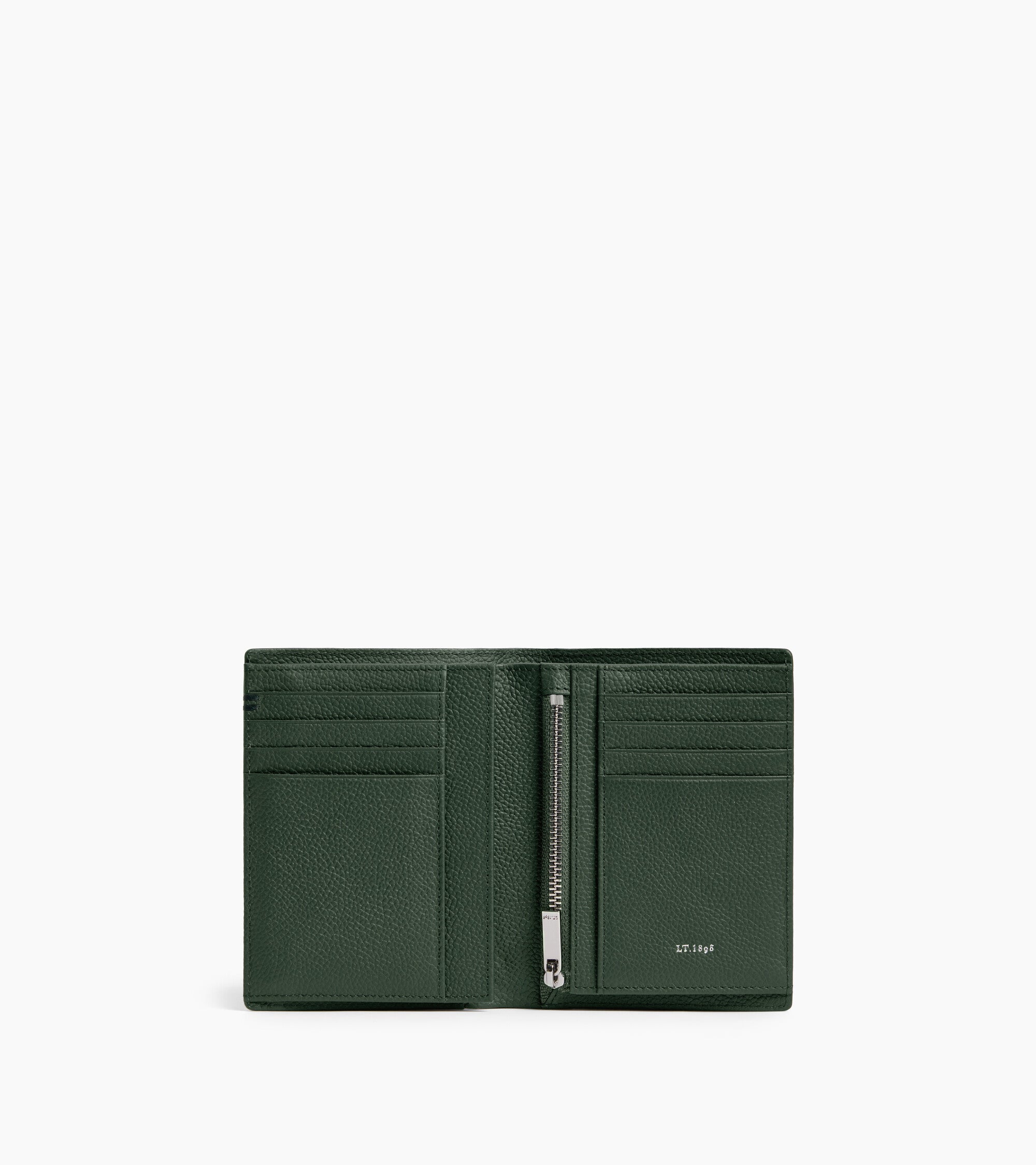 Lucien グレインレザー ファスナー付き スモール 縦型 二つ折り財布