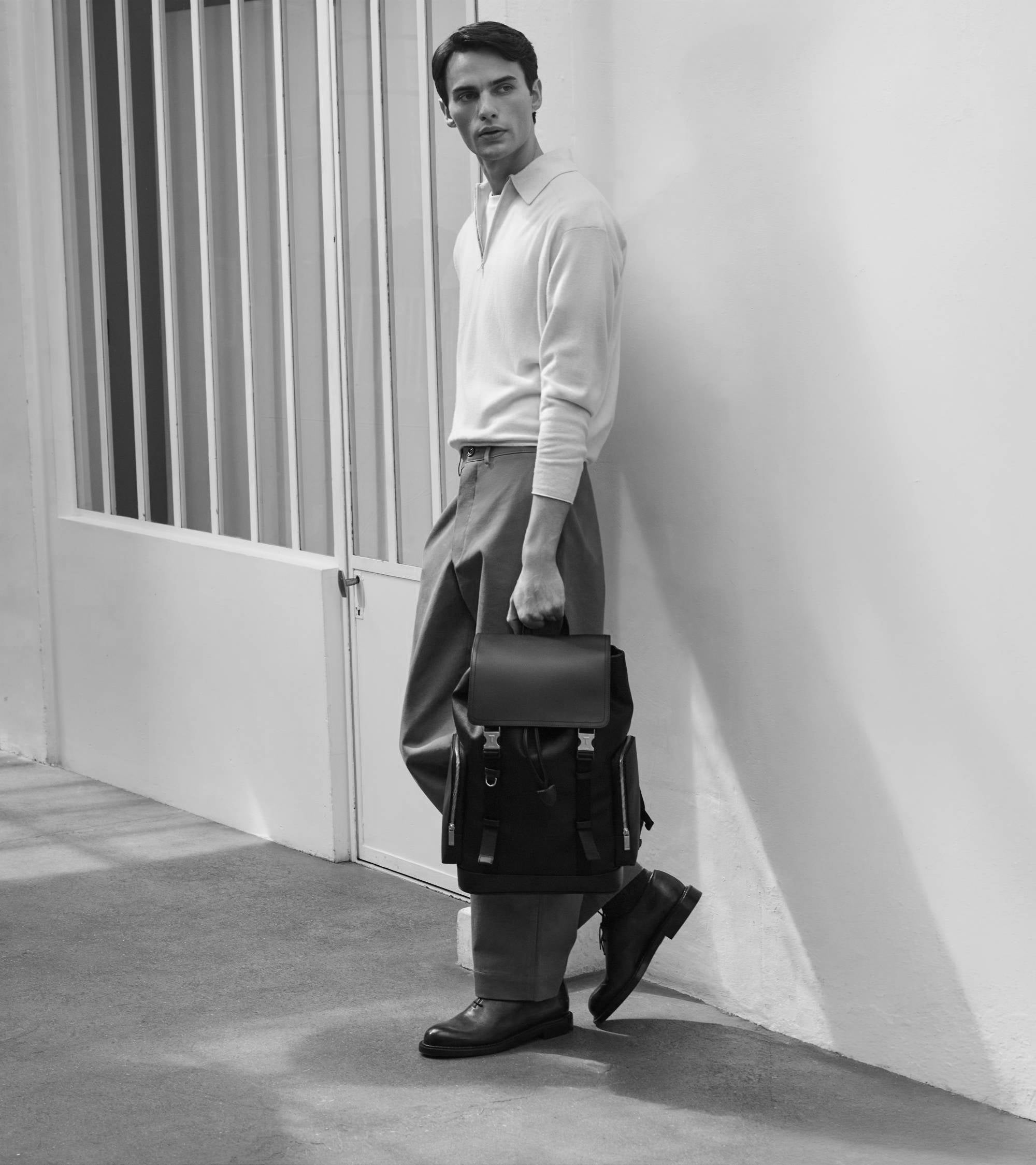 Maurice backpack with flap closure in coated canvas