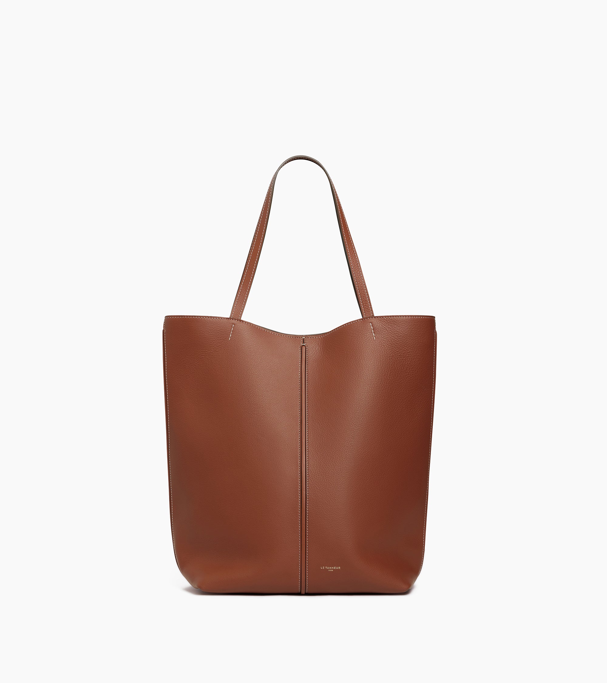 Mittelgroße Cabas-Tasche Hortense aus doppelseitig genarbtem Leder
