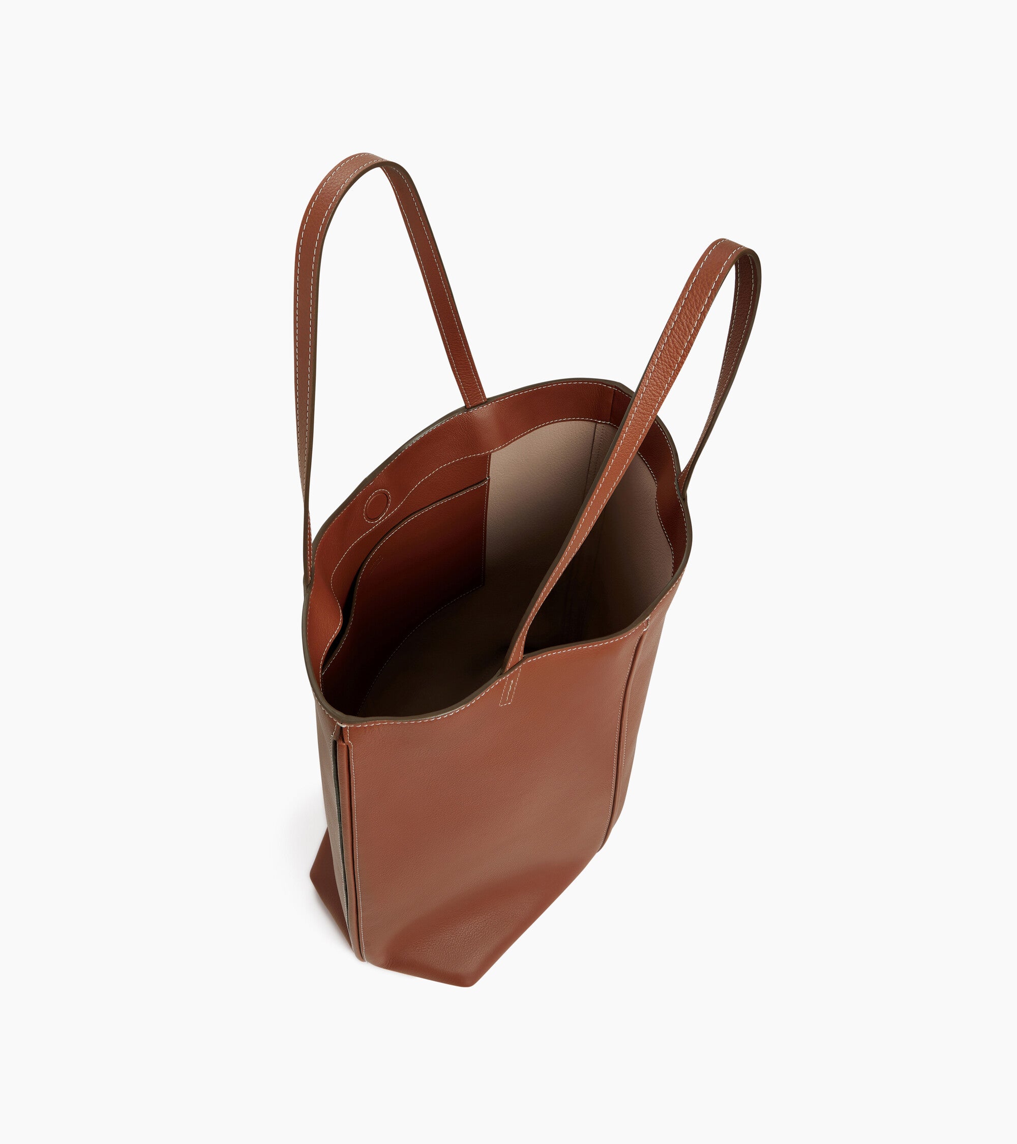 Mittelgroße Cabas-Tasche Hortense aus doppelseitig genarbtem Leder