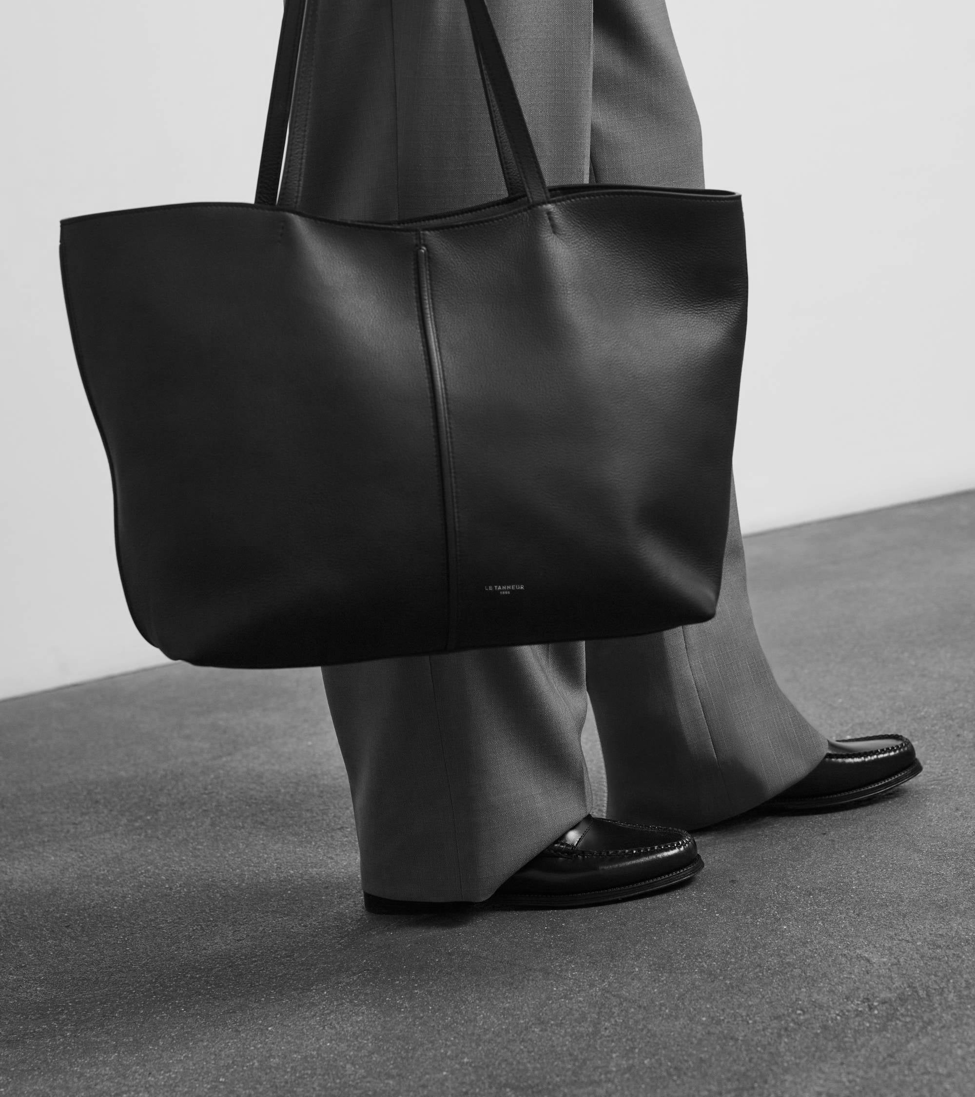 Große Cabas-Tasche Hortense aus doppelseitig genarbtem Leder