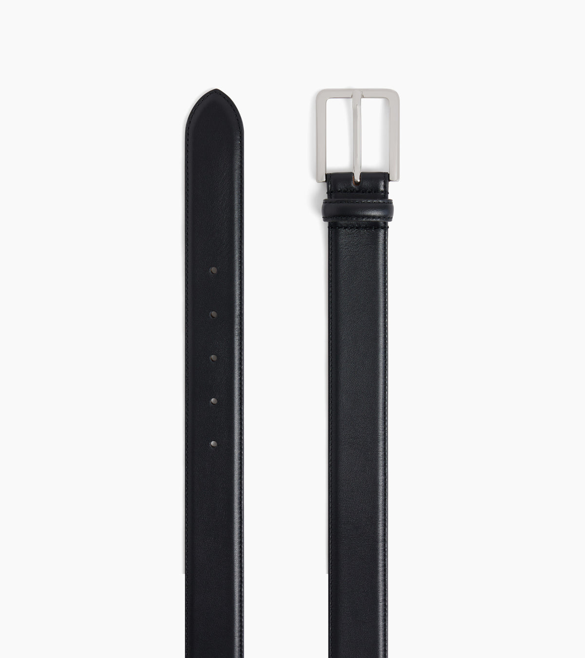 Men's belt with rectangular buckle in smooth leather
