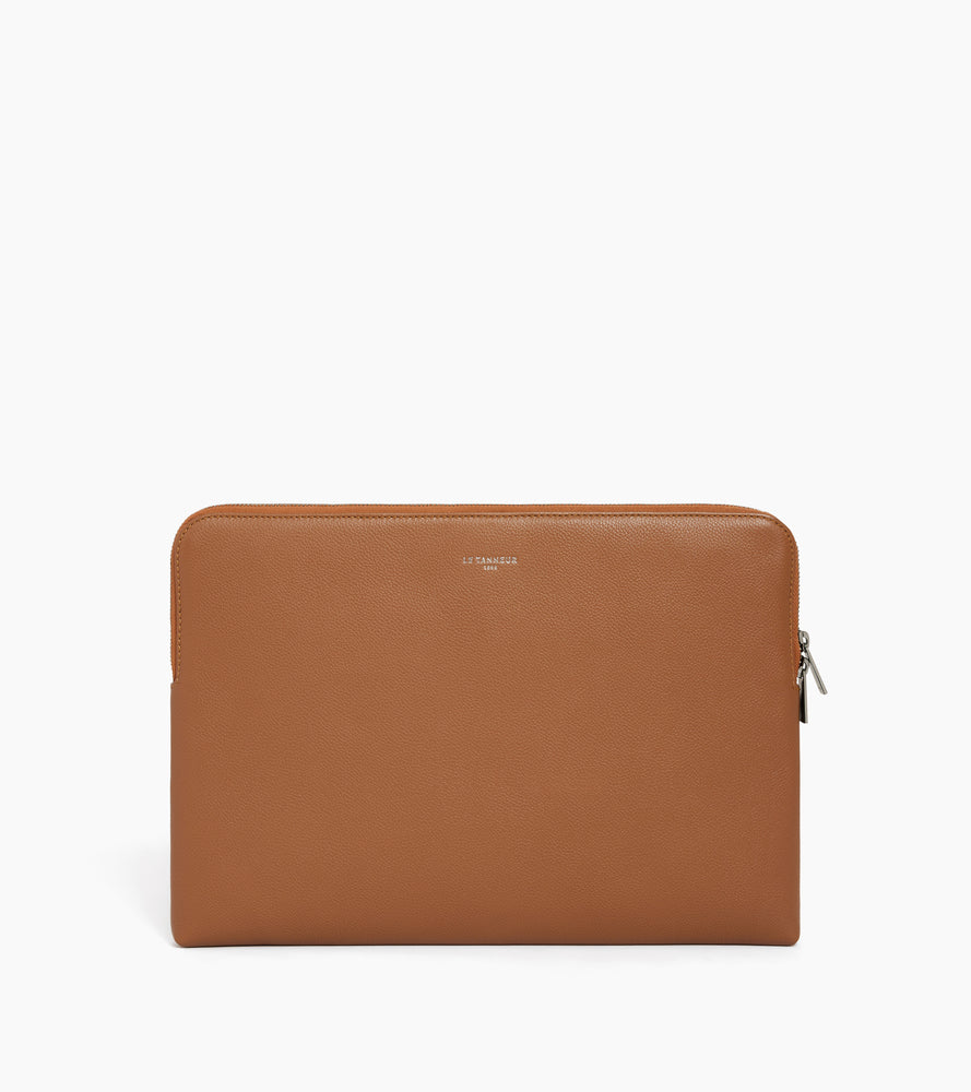 Pochette ordinateur 14" en cuir grainé