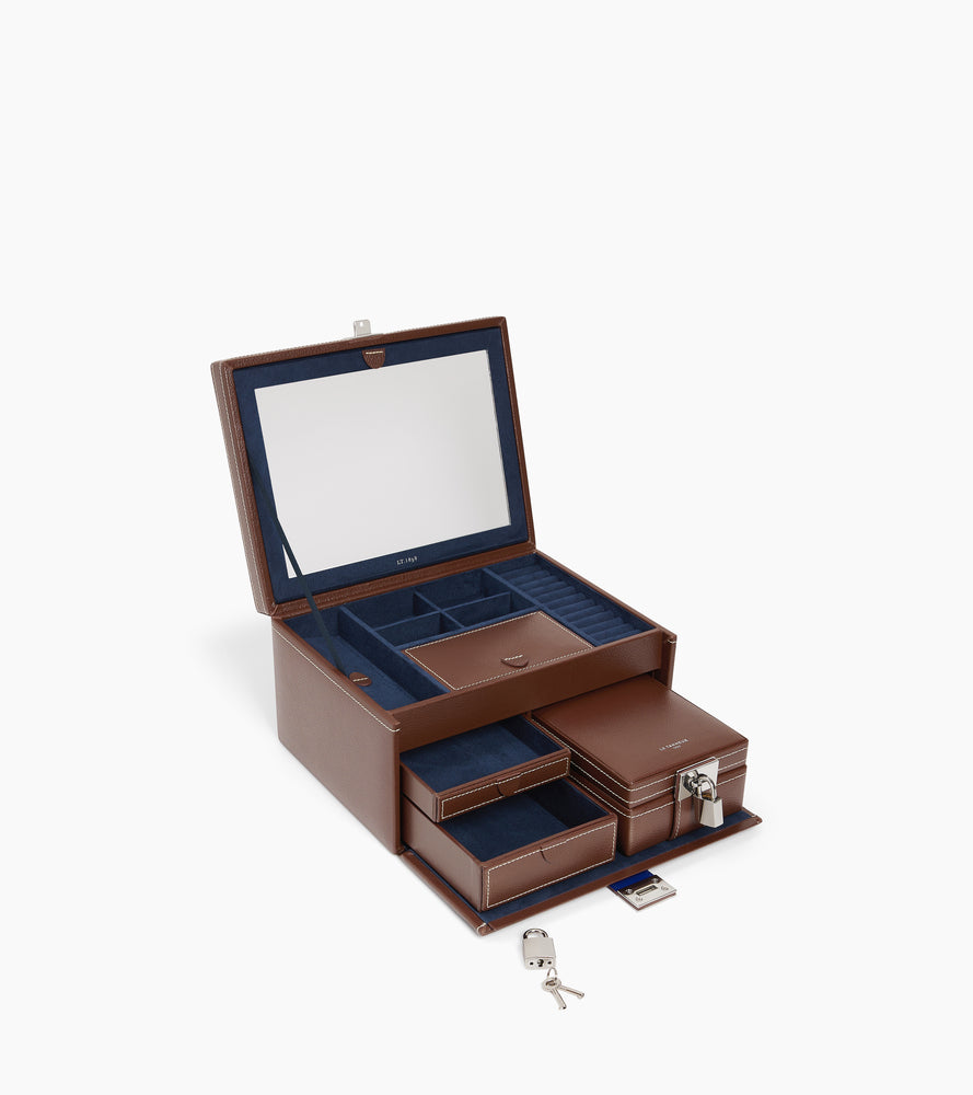 Großer Schmuckkasten aus Leder