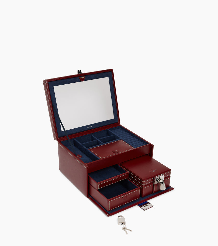 Großer Schmuckkasten aus Leder