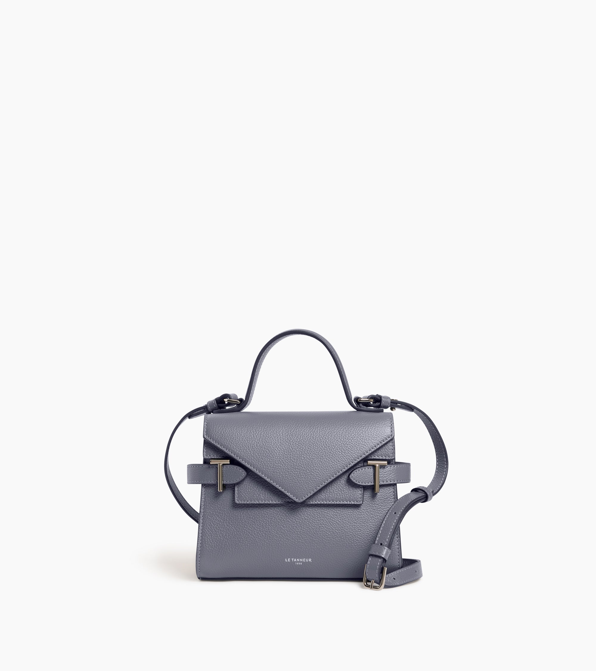 Kleine Handtasche Emilie aus genarbtem Leder mit Doppelklappe
