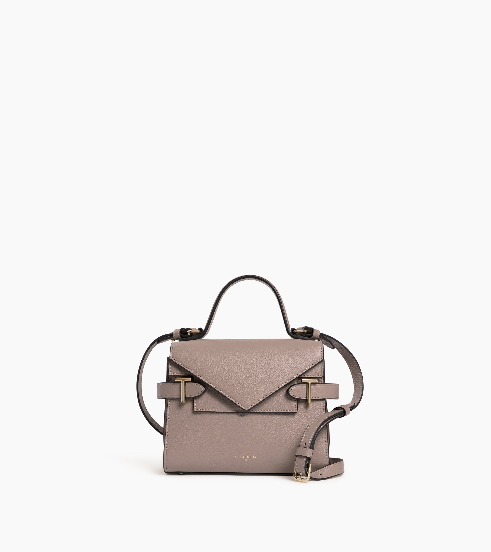 Kleine Handtasche Emilie aus genarbtem Leder mit Doppelklappe