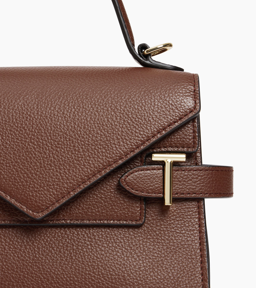 Petit sac à main double rabat Emilie en cuir grainé