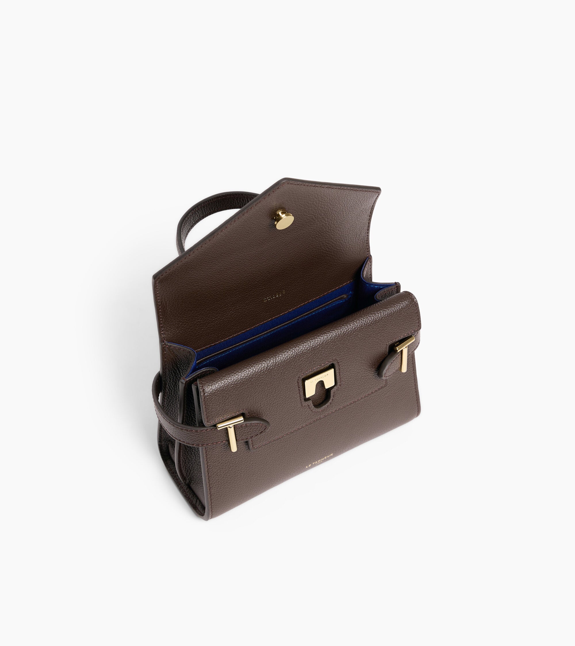 Kleine Handtasche Emilie aus genarbtem Leder mit Doppelklappe
