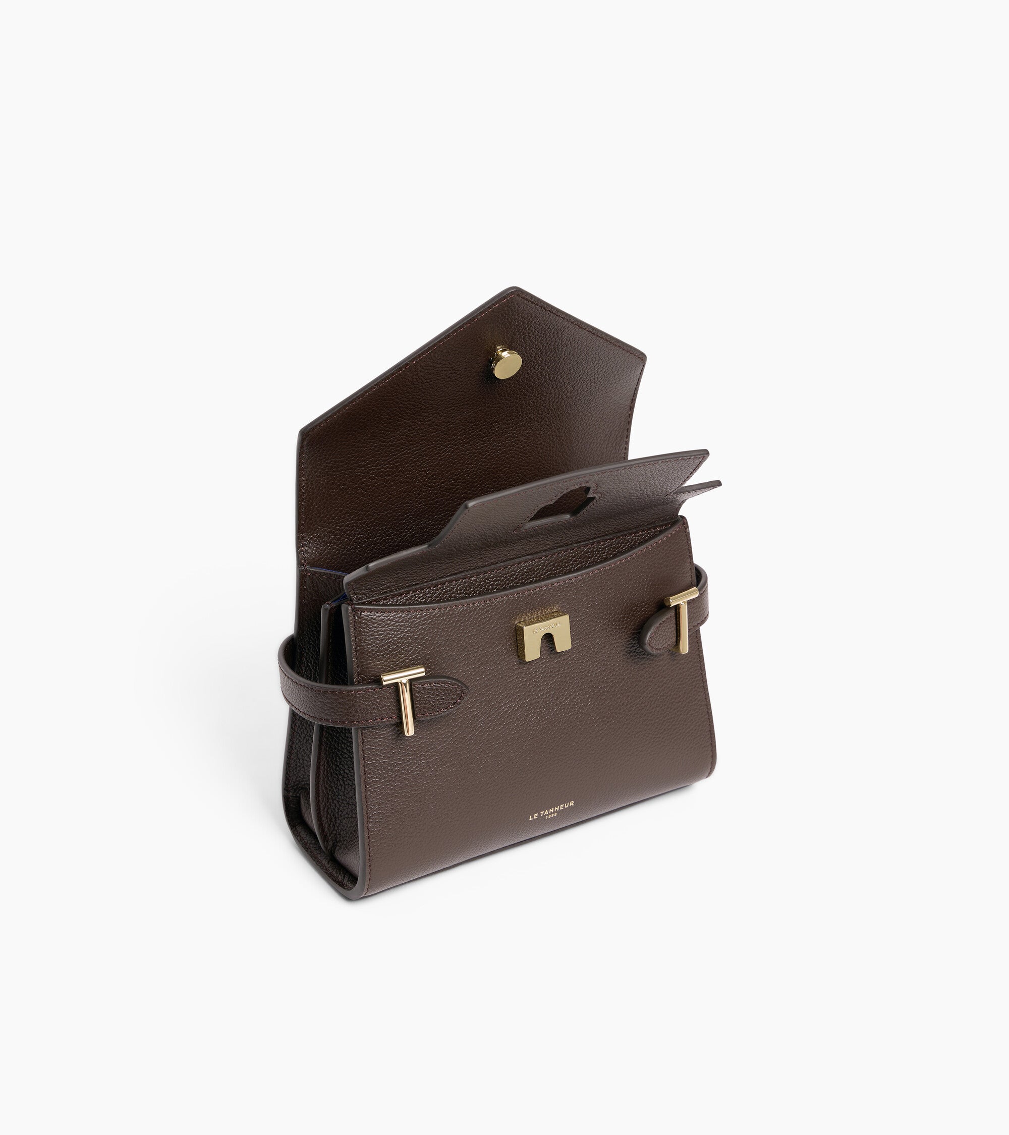 Kleine Handtasche Emilie aus genarbtem Leder mit Doppelklappe