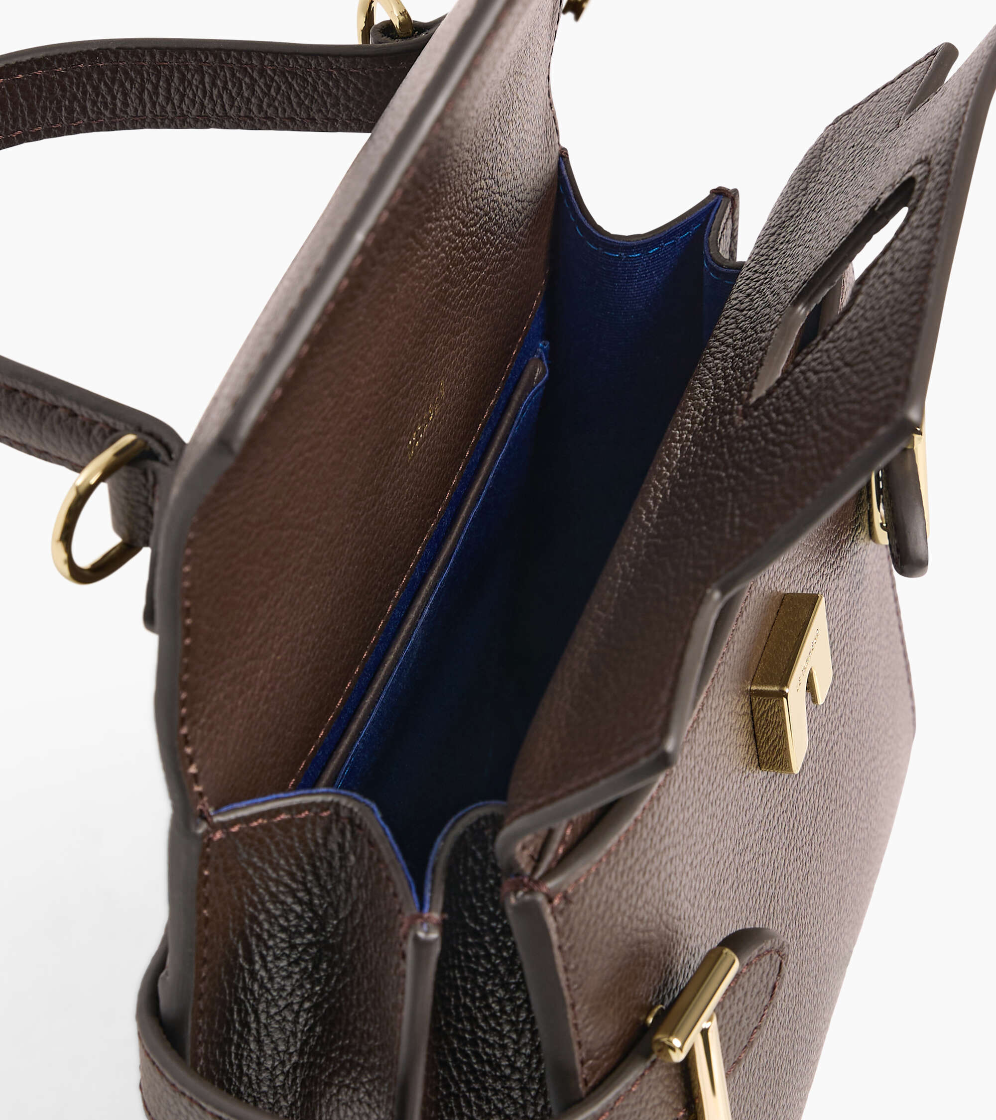 Kleine Handtasche Emilie aus genarbtem Leder mit Doppelklappe