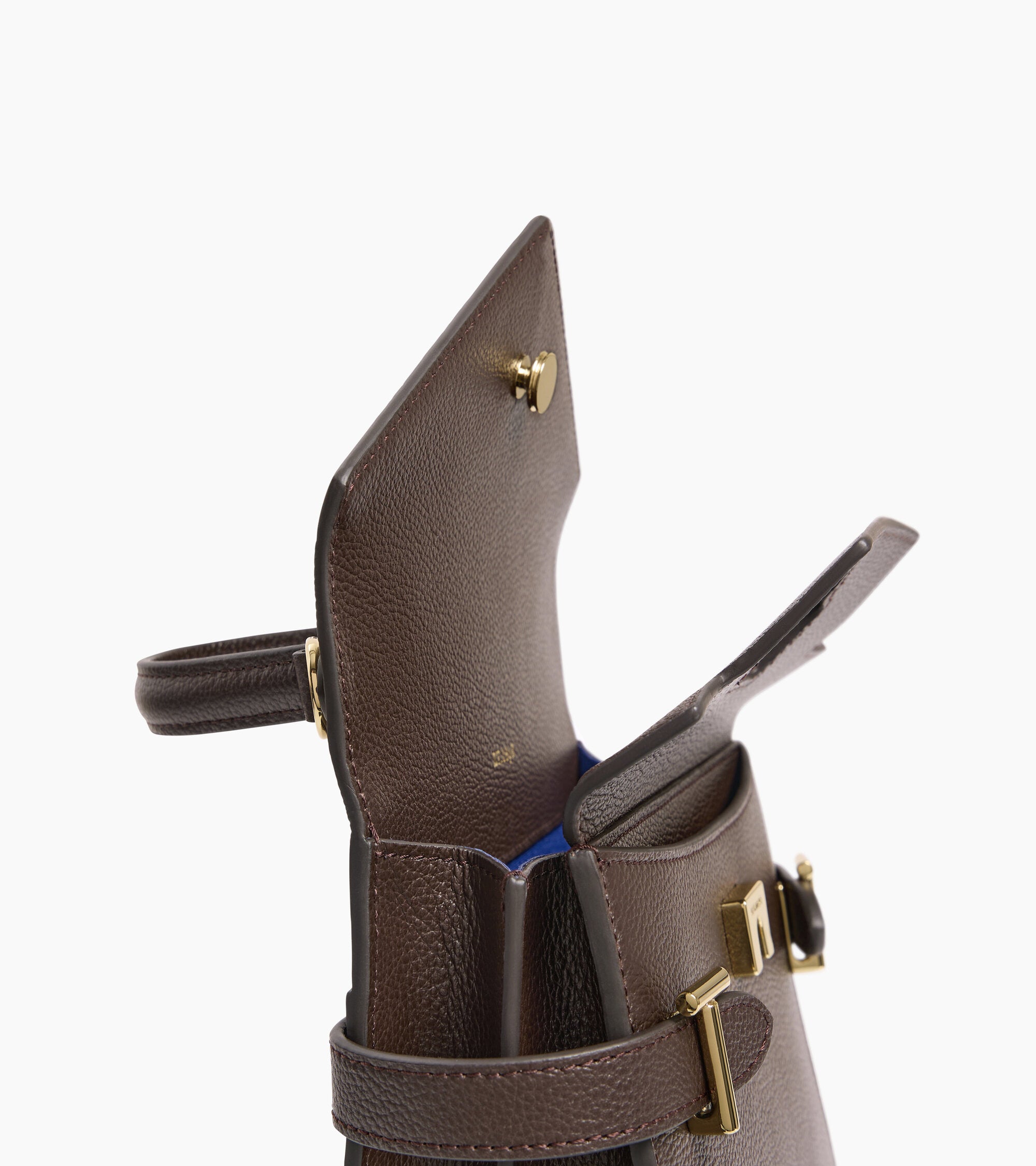 Kleine Handtasche Emilie aus genarbtem Leder mit Doppelklappe