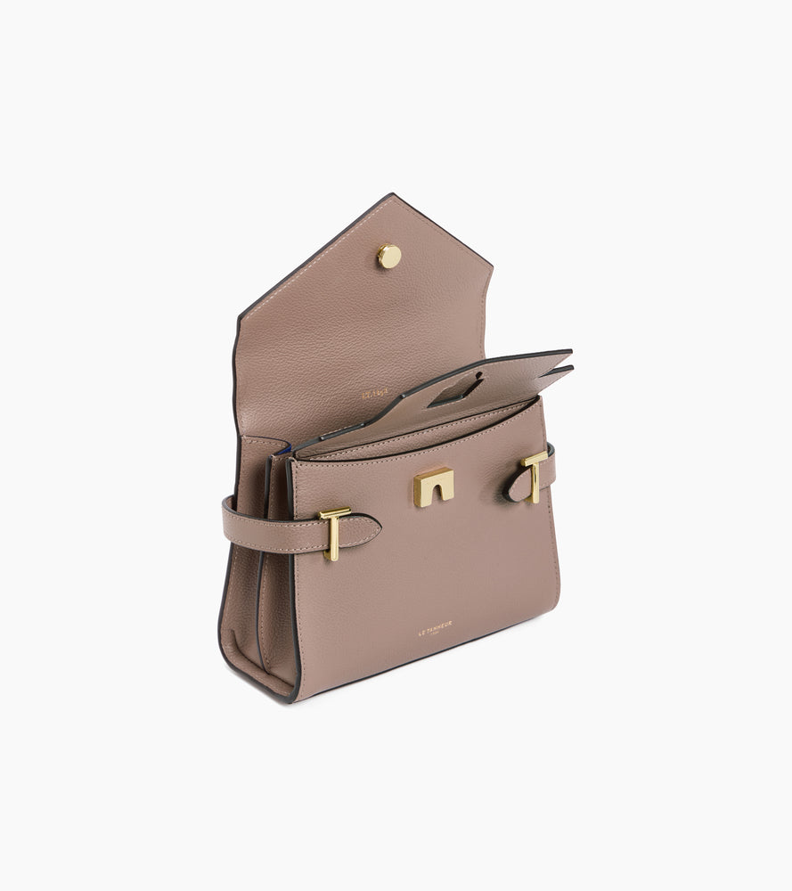 Bolso de mano pequeño Emilie de piel texturizada con doble solapa