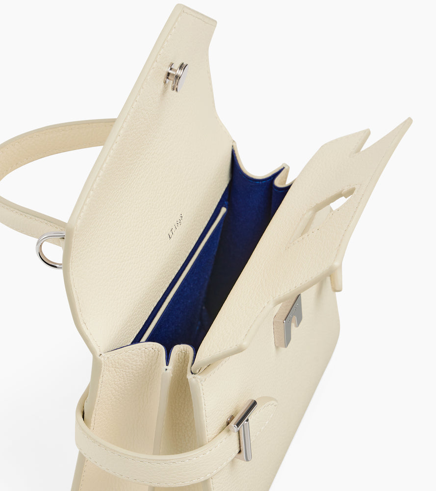 Petit sac à main double rabat Emilie en cuir grainé