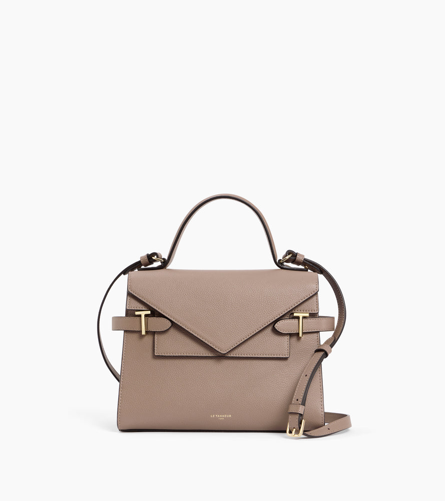 Bolso de mano mediano Emilie de piel texturizada con doble solapa