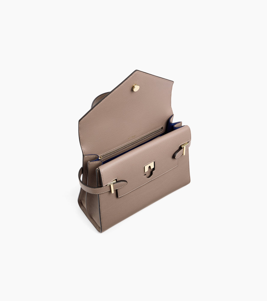 Bolso de mano mediano Emilie de piel texturizada con doble solapa