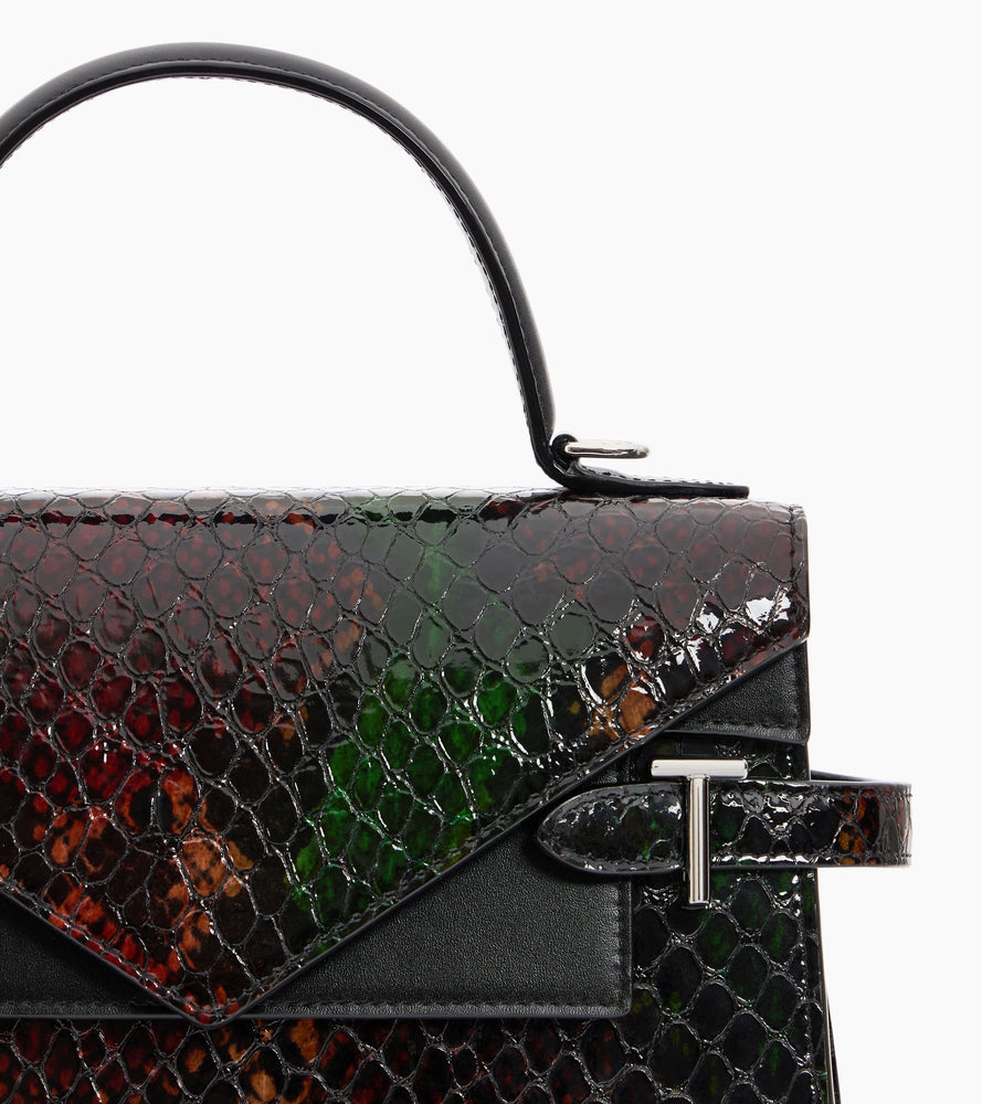 Bolso de mano mediano Emilie de piel efecto serpiente con doble solapa