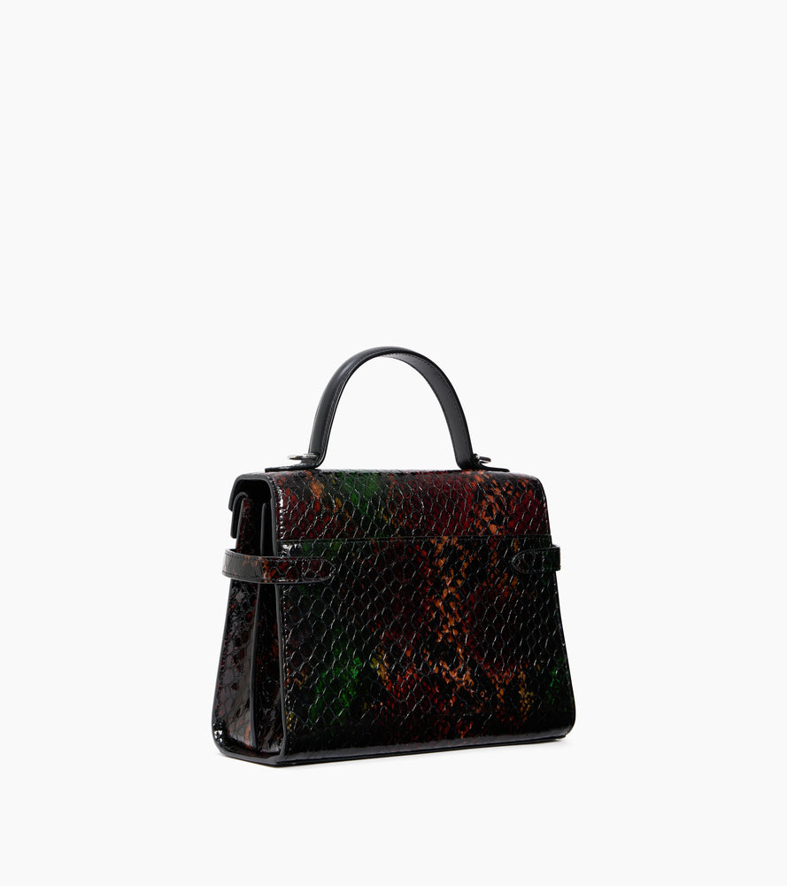 Bolso de mano mediano Emilie de piel efecto serpiente con doble solapa