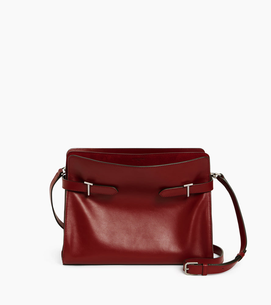Bolsa de hombro grande modelo Emie en cuero liso y nobuk