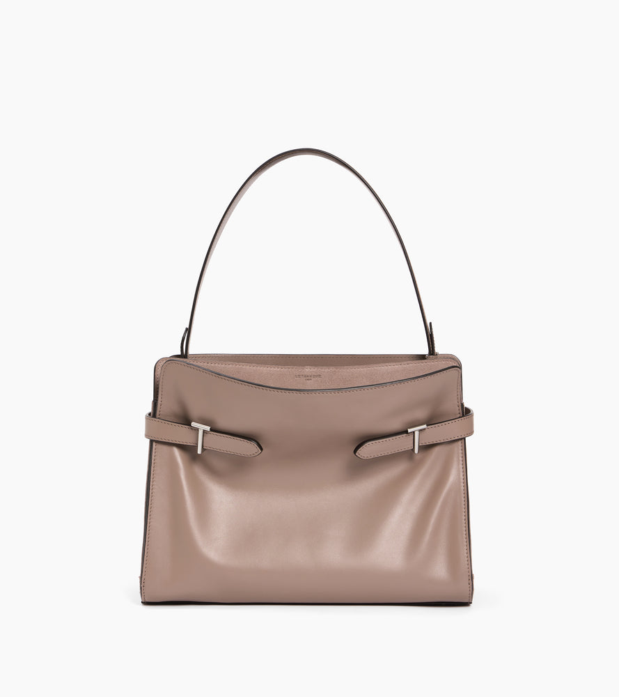 Bolsa de hombro grande modelo Emie en cuero liso y nobuk