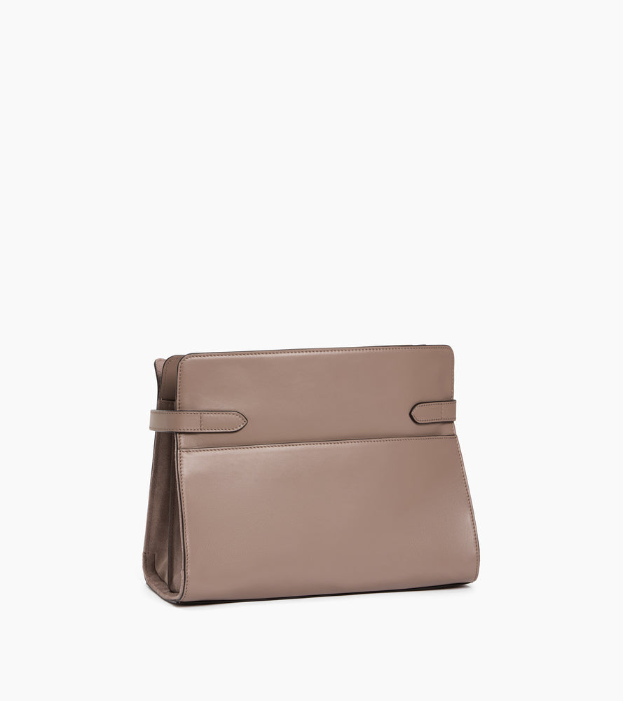 Bolsa de hombro grande modelo Emie en cuero liso y nobuk