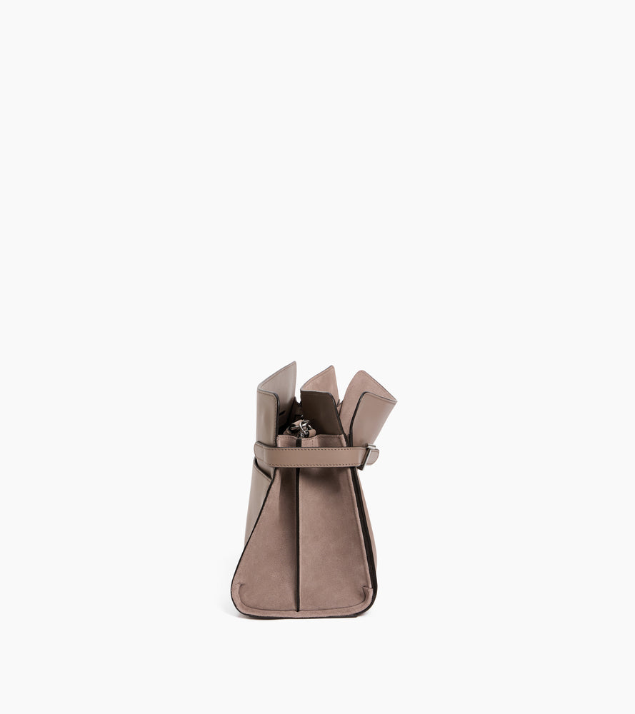 Bolsa de hombro grande modelo Emie en cuero liso y nobuk