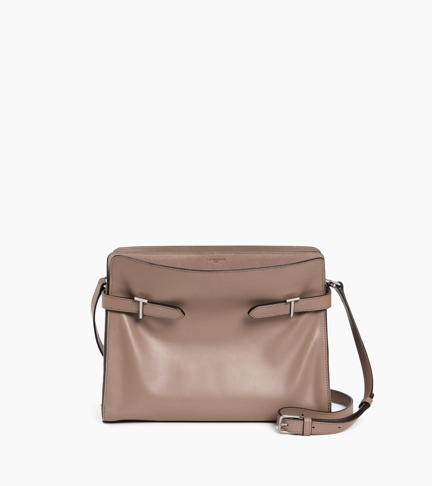 Bolsa de hombro grande modelo Emie en cuero liso y nobuk