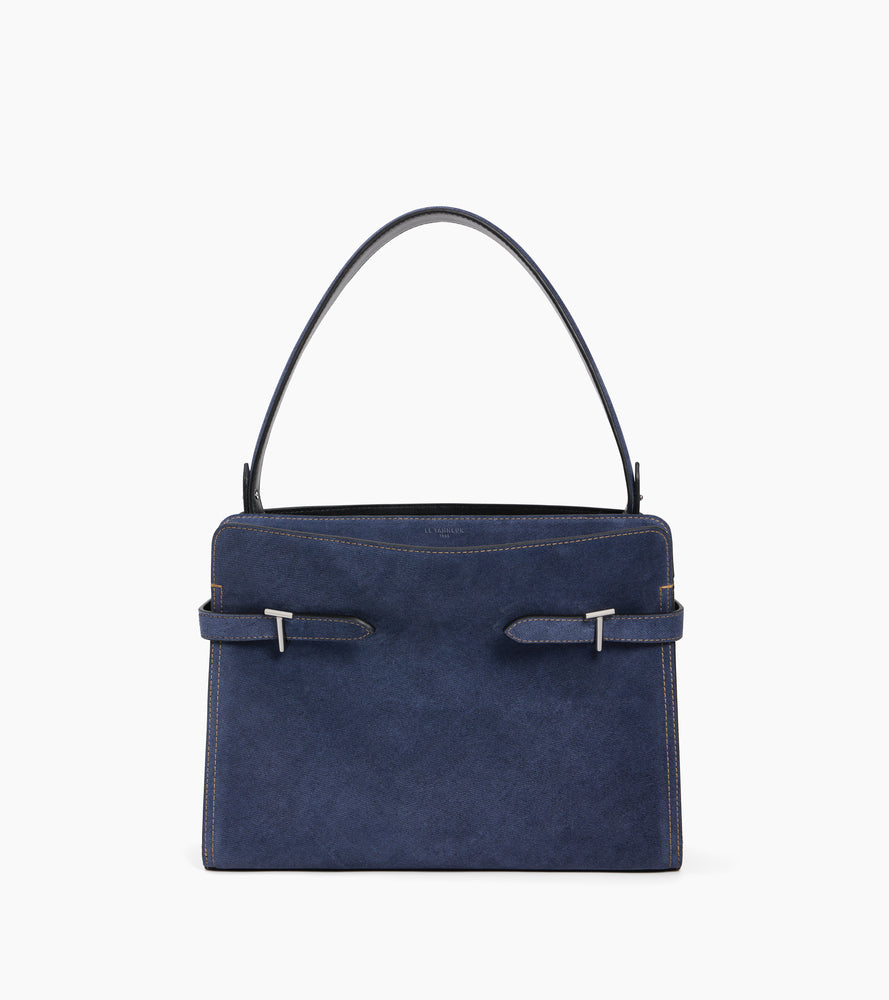 Bolsa de hombro grande modelo Emie en cuero gamuza efecto denim