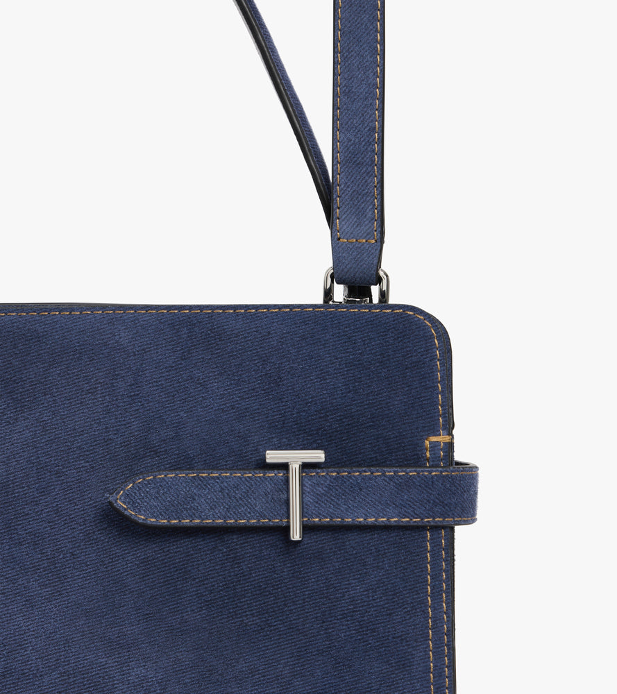 Bolsa de hombro grande modelo Emie en cuero gamuza efecto denim