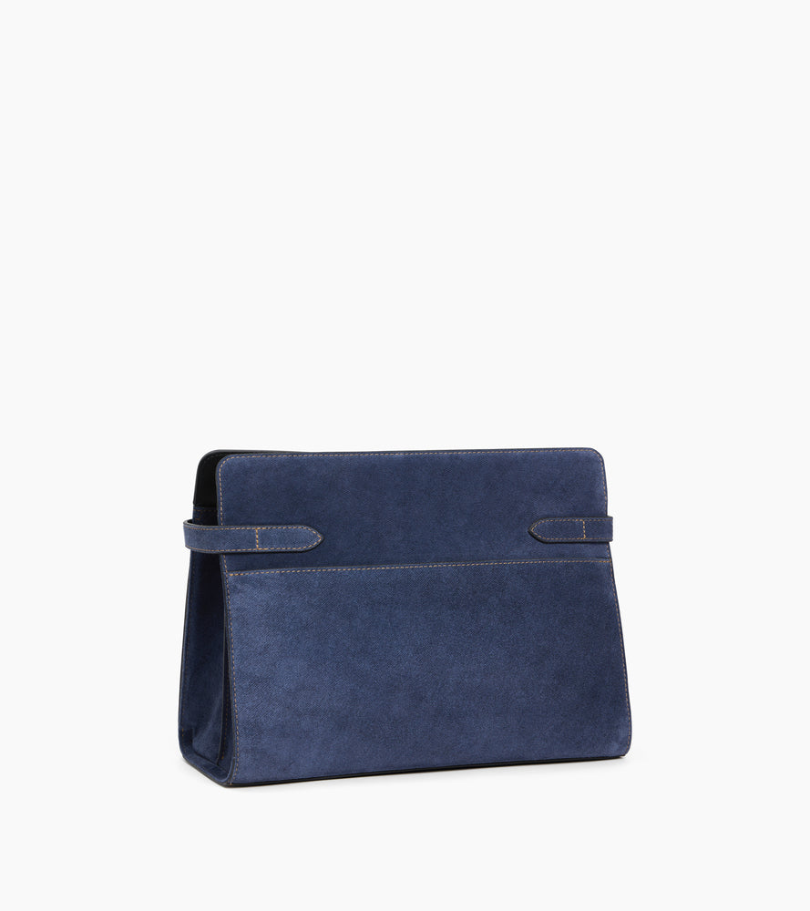 Bolsa de hombro grande modelo Emie en cuero gamuza efecto denim