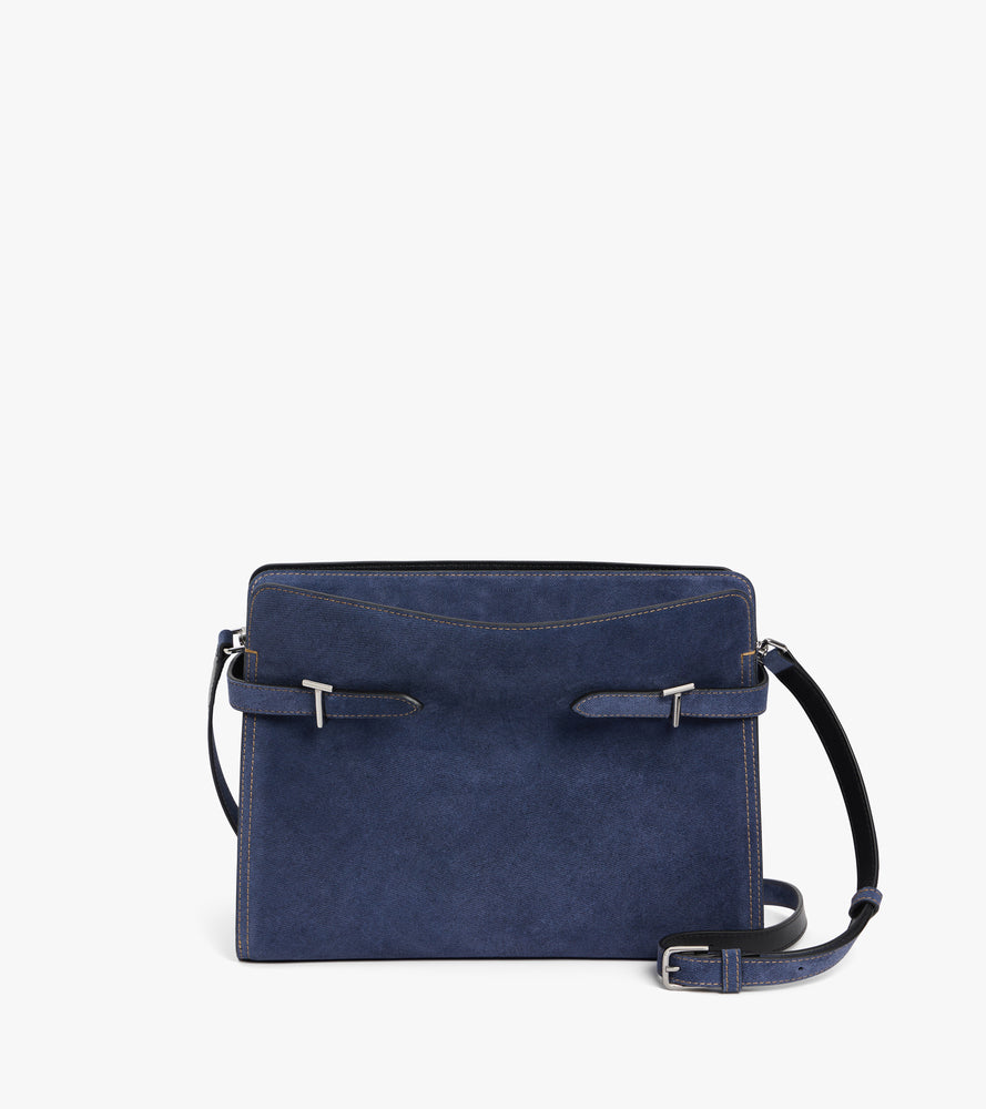 Bolsa de hombro grande modelo Emie en cuero gamuza efecto denim