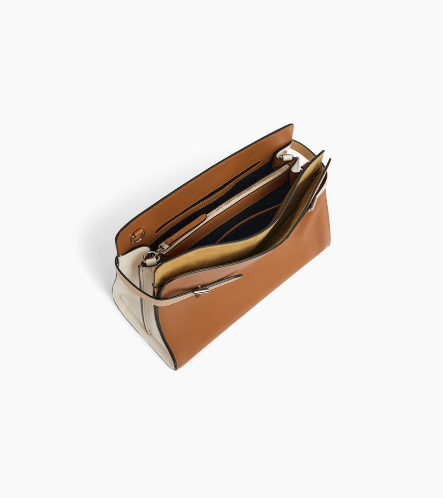 Große Umhängetasche Emie aus Glatt- und Nubukleder