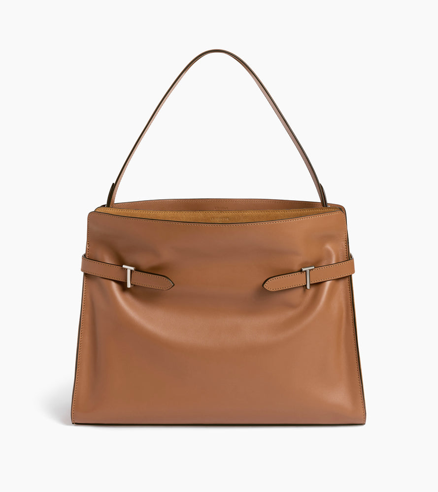Bolsa de hombro modelo maxi Emie en cuero liso y nobuk