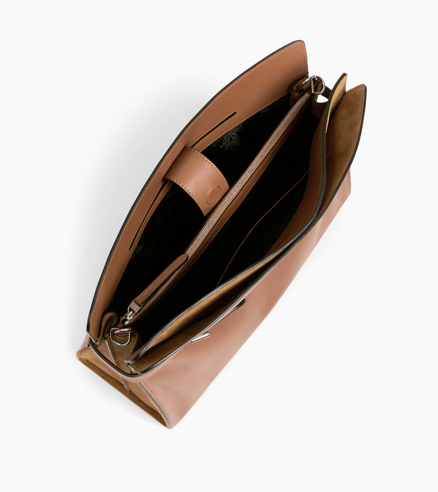 Bolsa de hombro modelo maxi Emie en cuero liso y nobuk