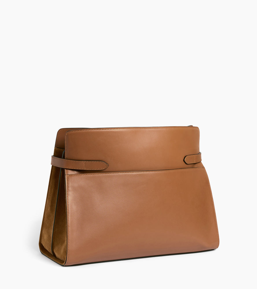 Bolsa de hombro modelo maxi Emie en cuero liso y nobuk