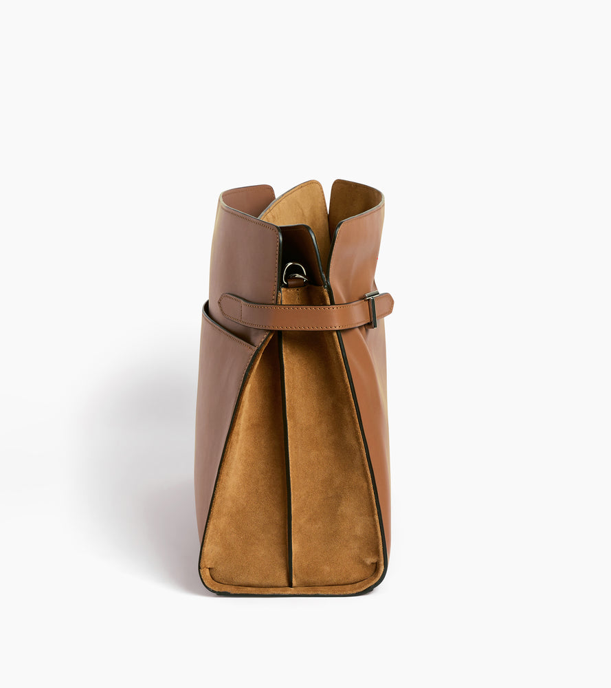 Bolsa de hombro modelo maxi Emie en cuero liso y nobuk
