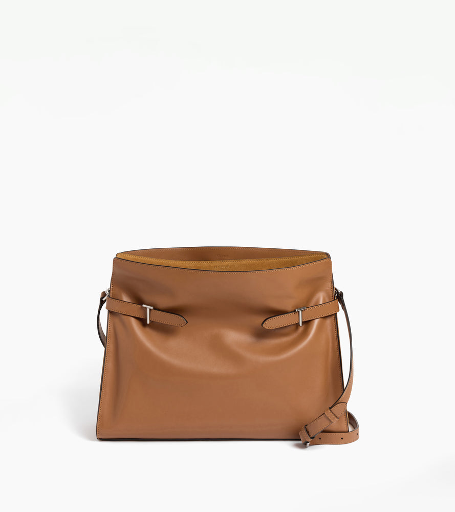 Bolsa de hombro modelo maxi Emie en cuero liso y nobuk