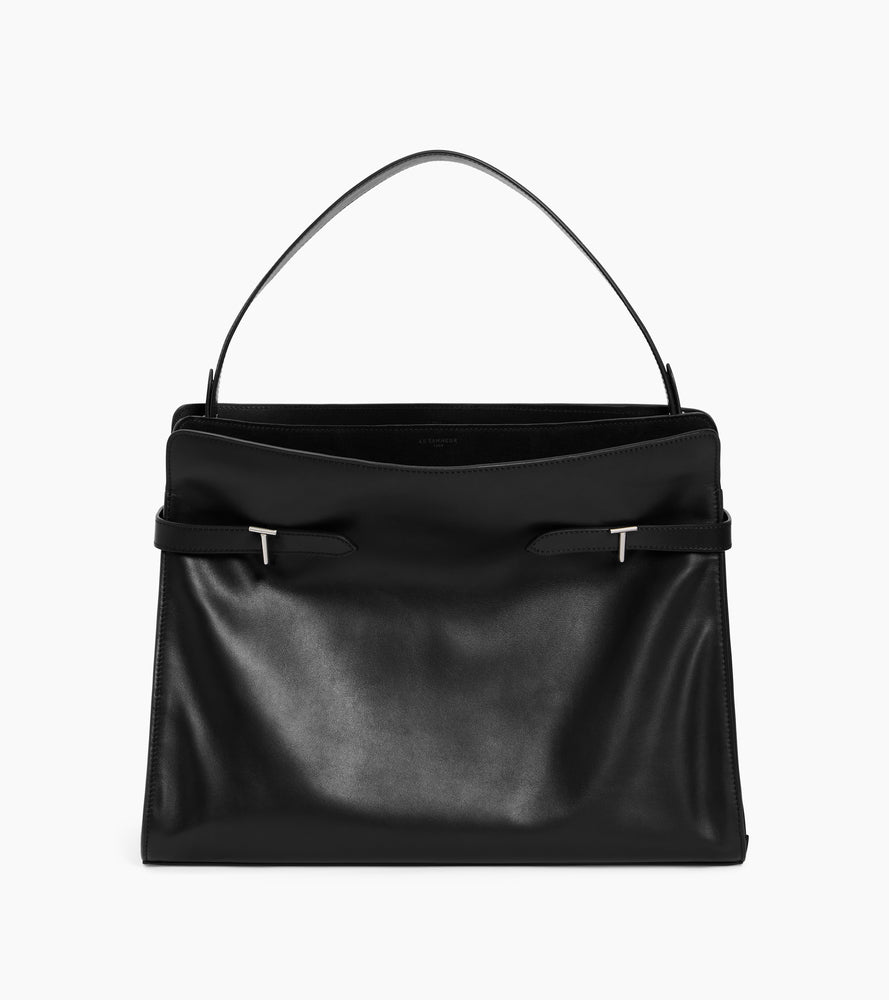 Bolsa de hombro modelo maxi Emie en cuero liso y nobuk