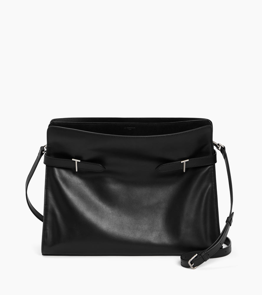 Bolsa de hombro modelo maxi Emie en cuero liso y nobuk