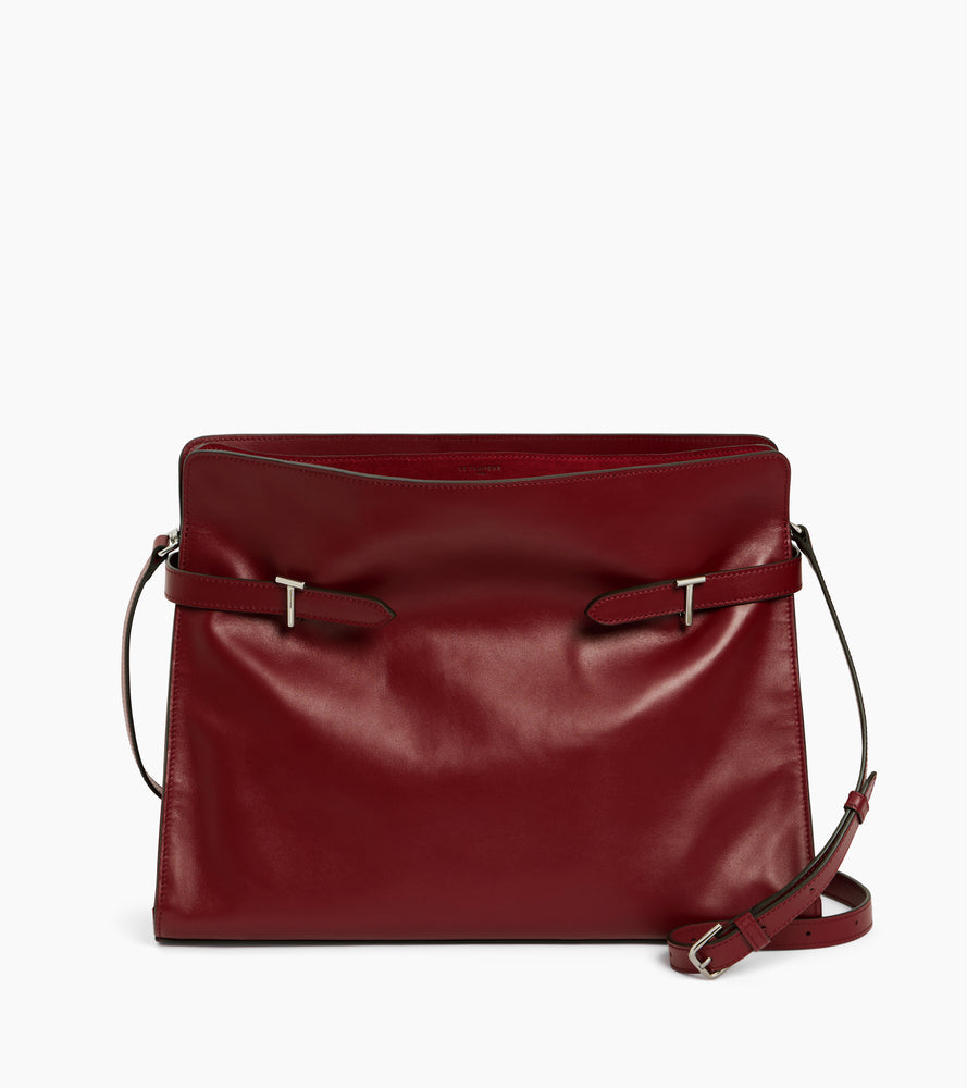Bolsa de hombro modelo maxi Emie en cuero liso y nobuk