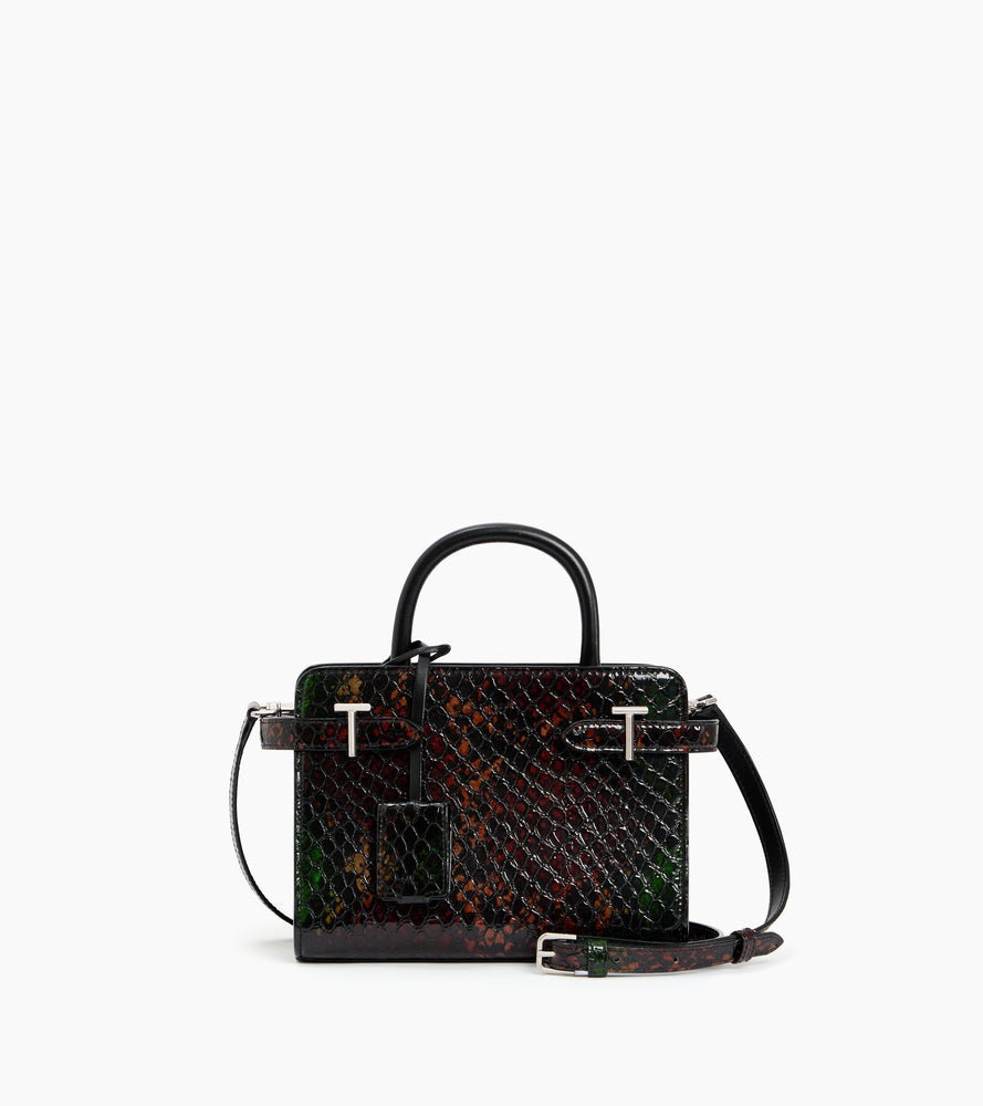 Bolso de mano de piel con efecto pitón Emilie