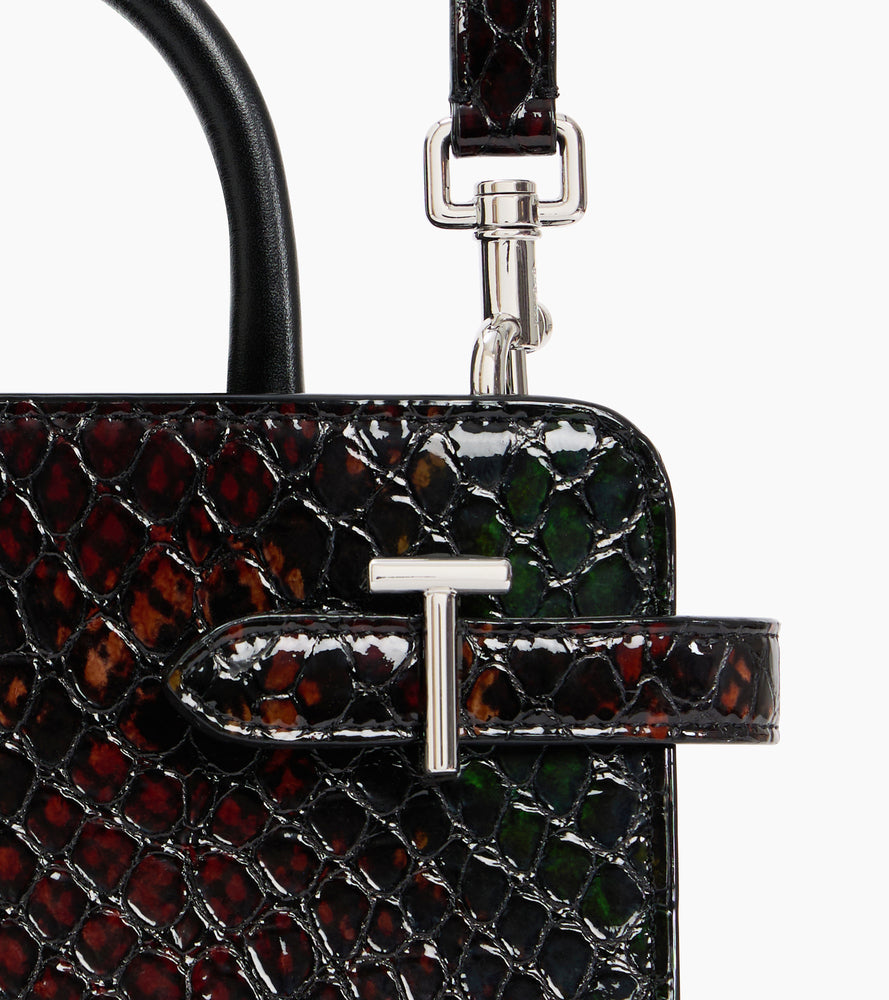 Bolso de mano de piel con efecto pitón Emilie