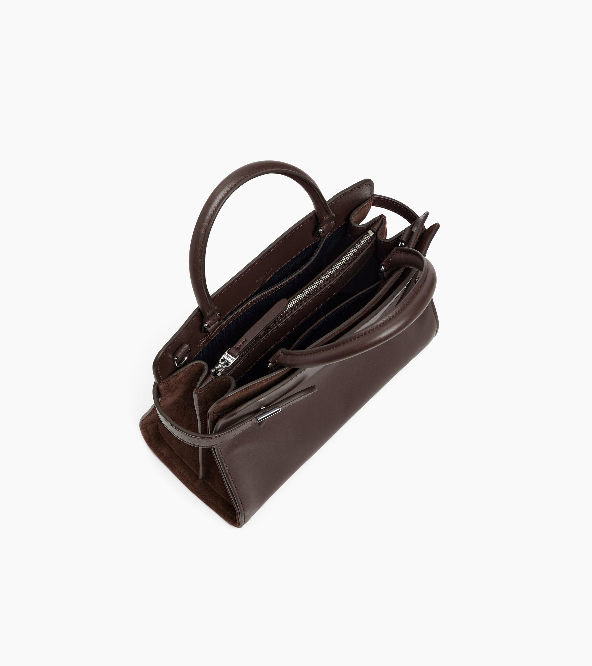 Mittelgroße Handtasche Emie aus Glatt-und Veloursleder