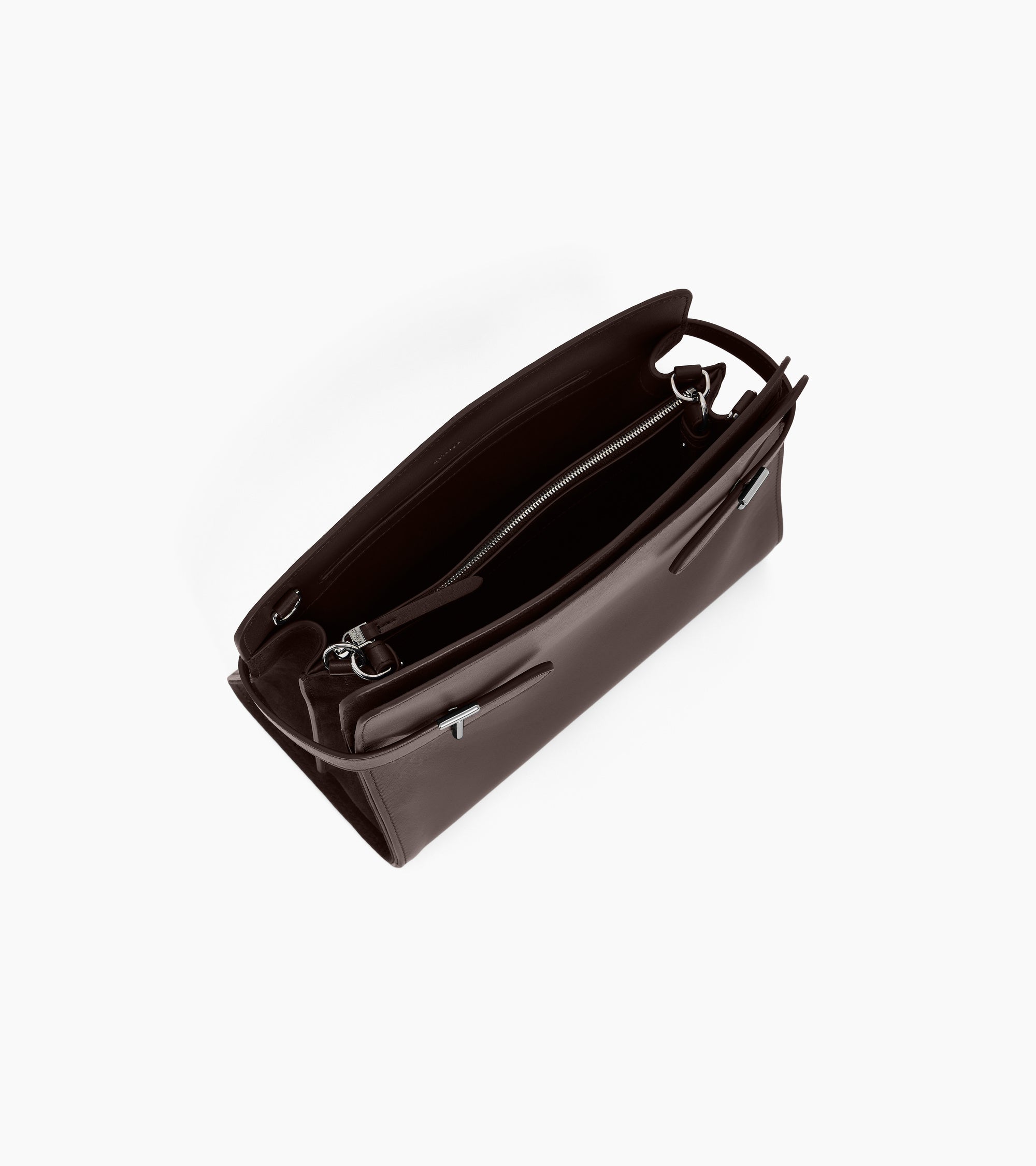 Große Handtasche Emie aus Glatt- und Nubukleder