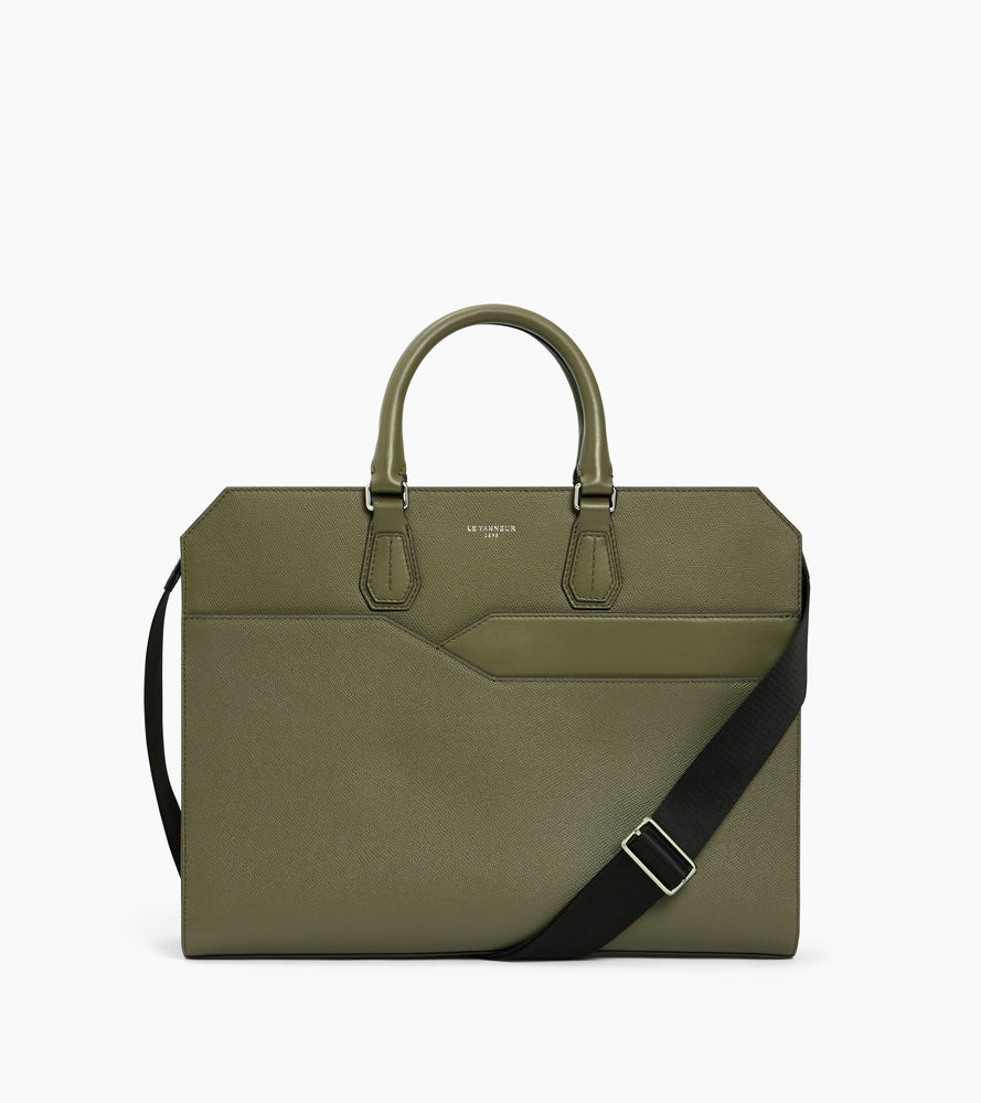 Portadocumentos slim 15" Gaston de cuero con grano cruzado