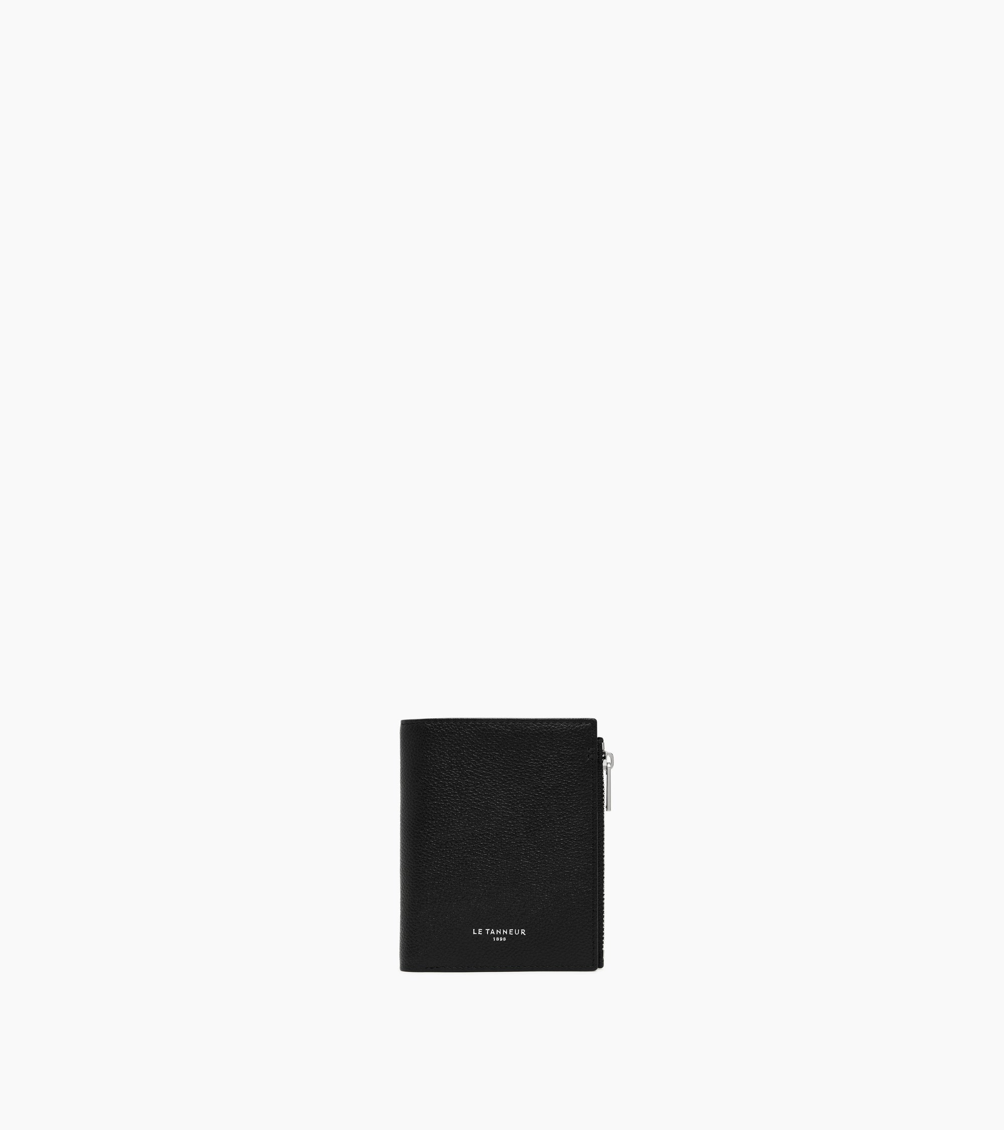 Kleine Brieftasche im Hochformat mit Reißverschluss Lucien aus genarbtem Leder