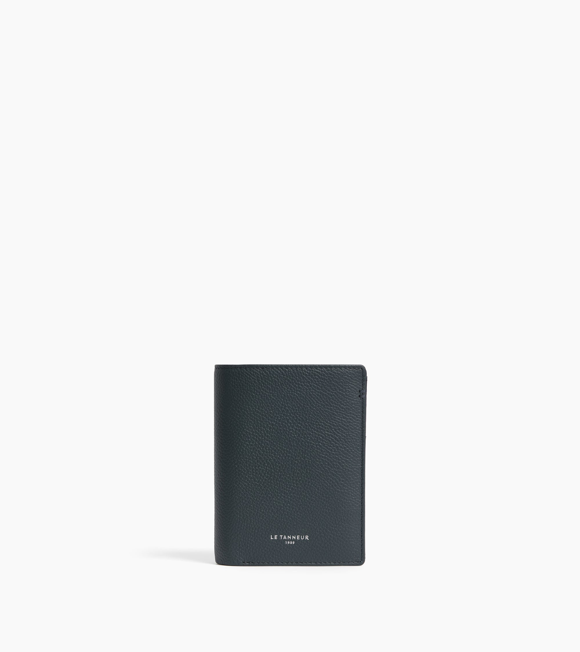 Kleine Bifold-Brieftasche im Hochformat mit Reißverschluss Lucien aus genarbtem Leder