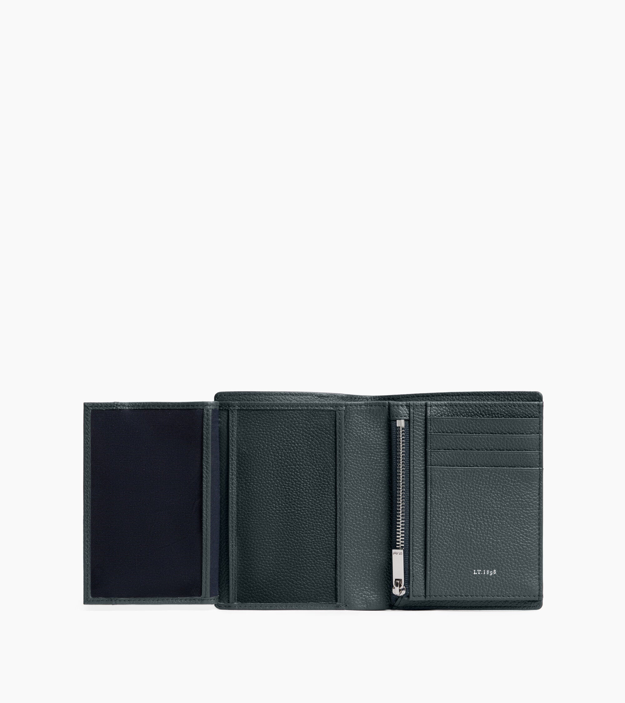 Kleine Bifold-Brieftasche im Hochformat mit Reißverschluss Lucien aus genarbtem Leder