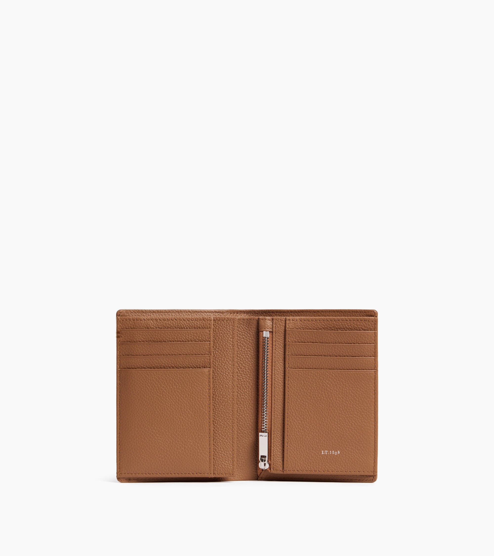 Lucien グレインレザー ファスナー付き スモール 縦型 二つ折り財布
