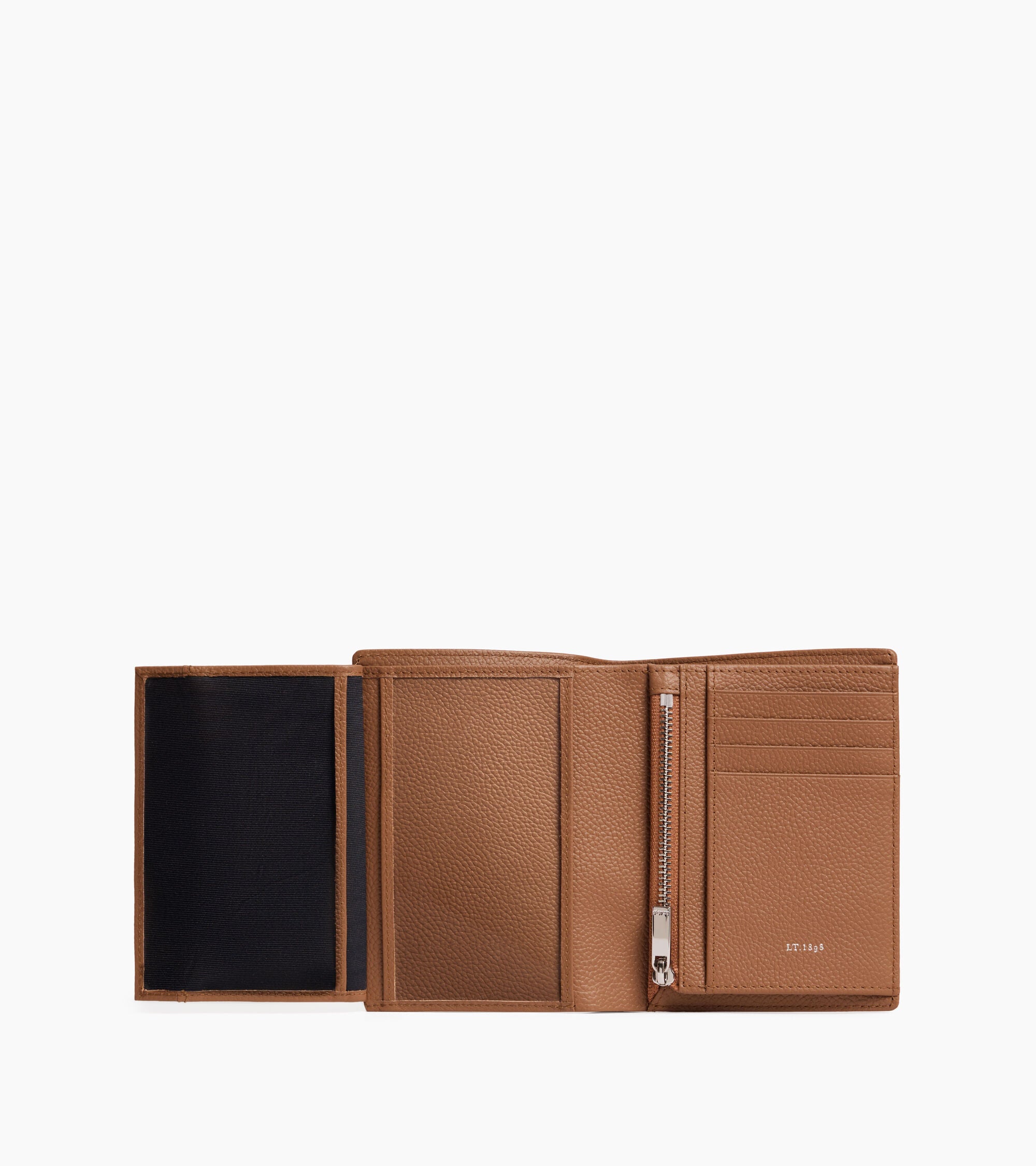 Kleine Bifold-Brieftasche im Hochformat mit Reißverschluss Lucien aus genarbtem Leder